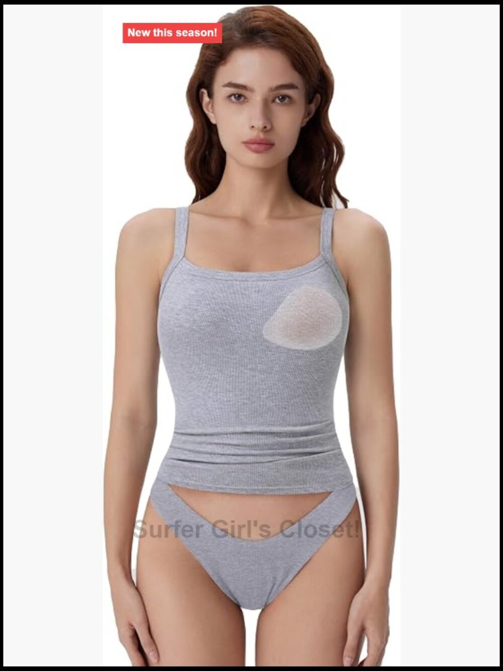 Women's Cotton Rib Square Neck Padded Tank Top Sleeveless Spaghetti Strap